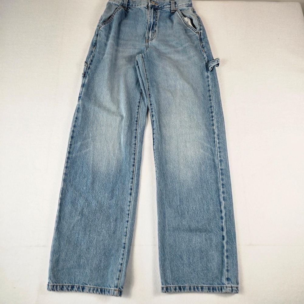 Cotton On Carpenter Jeans Women 24 Blue cargo Loose Straight Utility (B2)